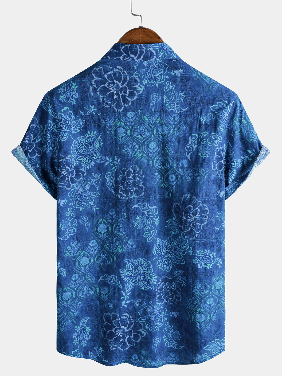 Blue Hawaiian Floral Print Short Sleeve Shirt