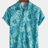 Vintage Hawaiian Floral Print Light Short Sleeve Shirt