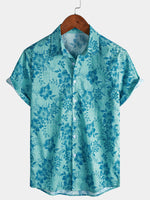 Vintage Hawaiian Floral Print Light Short Sleeve Shirt