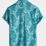 Vintage Hawaiian Floral Print Light Short Sleeve Shirt