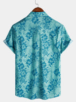 Vintage Hawaiian Floral Print Light Short Sleeve Shirt