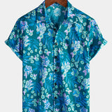 Blue Floral Hawaiian Shirt