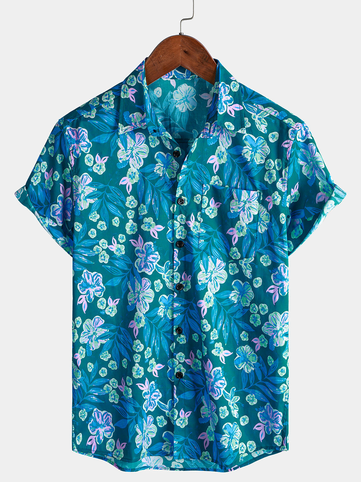 Blue Floral Hawaiian Shirt