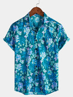 Blue Floral Hawaiian Shirt