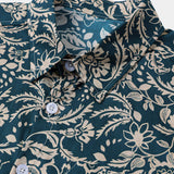 Green Vintage Hawaiian Paisley Floral Vacation Style Short Sleeve Shirt