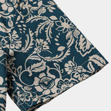 Green Vintage Hawaiian Paisley Floral Vacation Style Short Sleeve Shirt