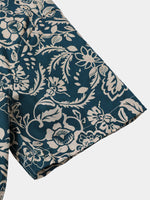 Green Vintage Hawaiian Paisley Floral Vacation Style Short Sleeve Shirt