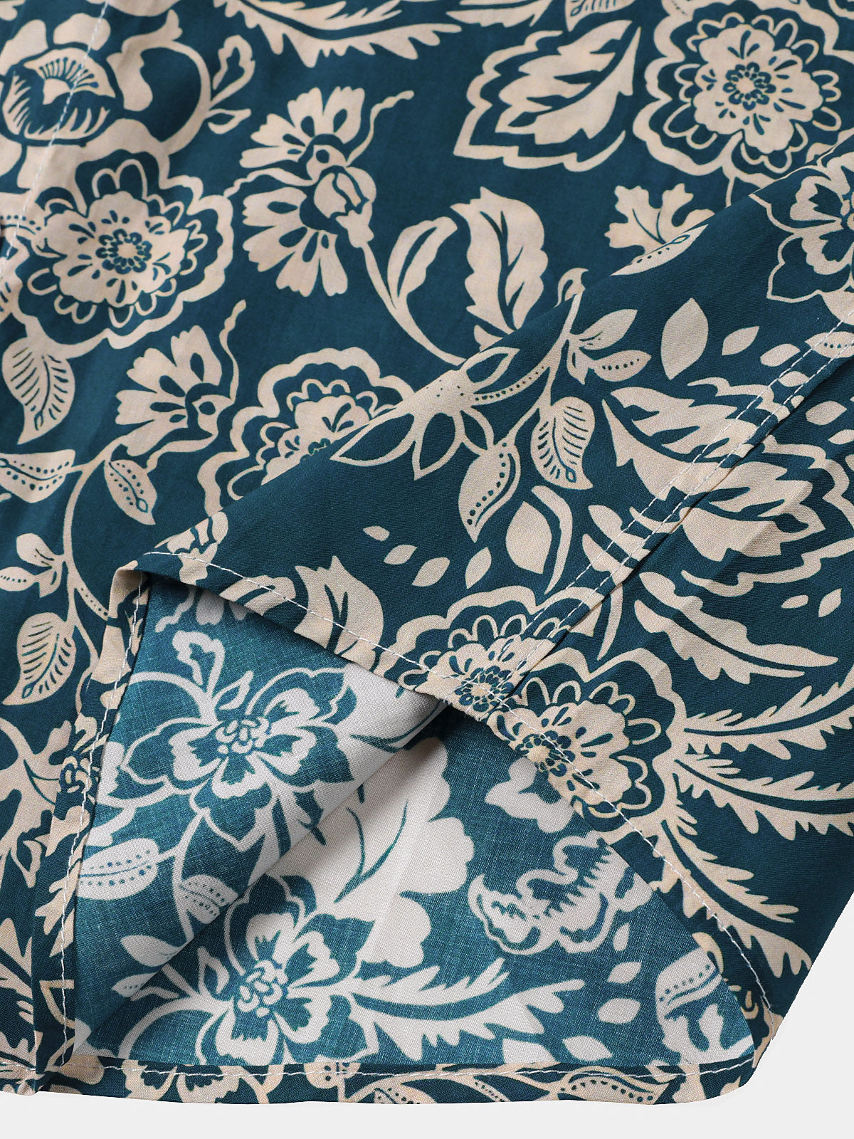 Green Vintage Hawaiian Paisley Floral Vacation Style Short Sleeve Shirt