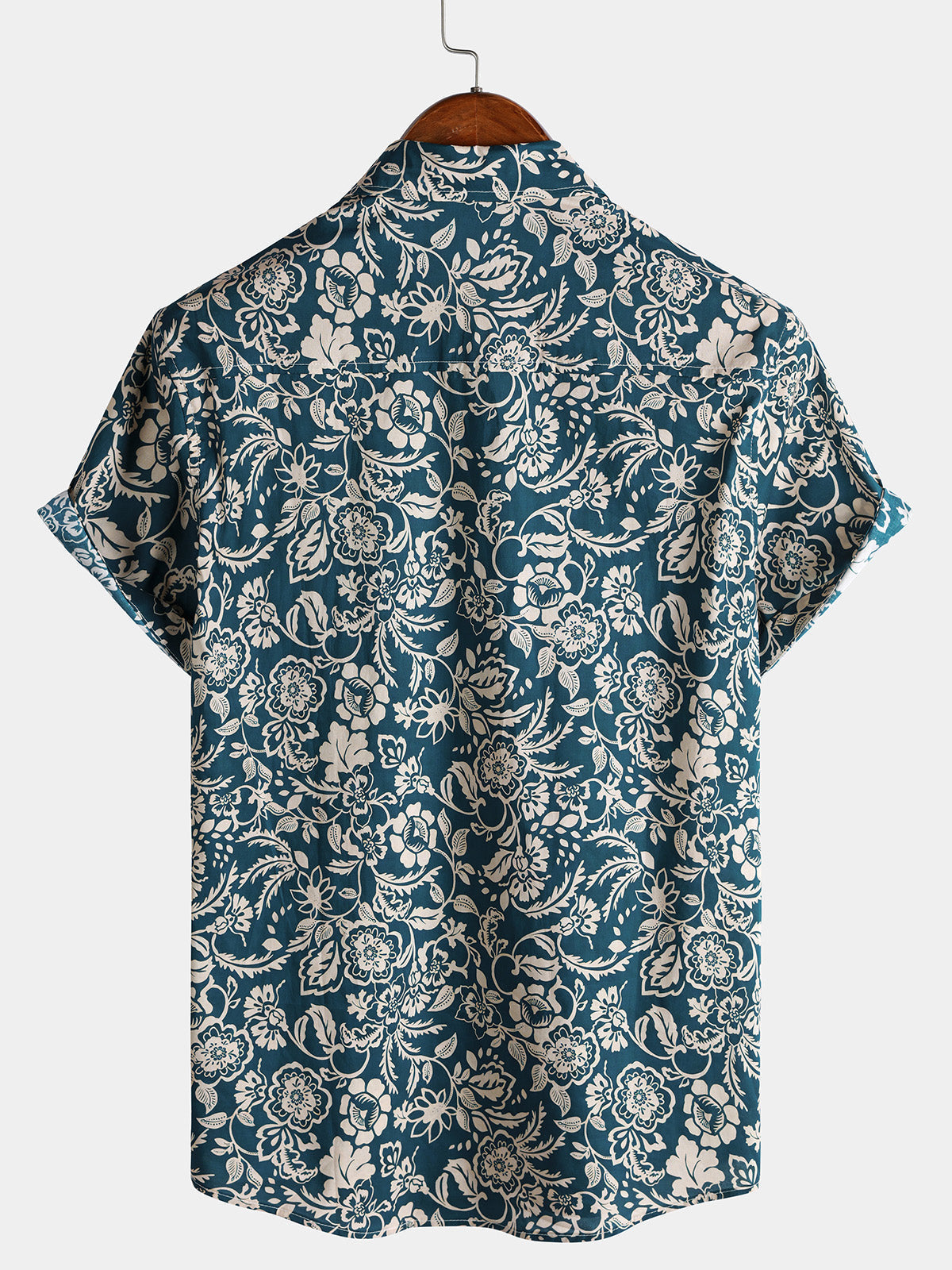 Green Vintage Hawaiian Paisley Floral Vacation Style Short Sleeve Shirt