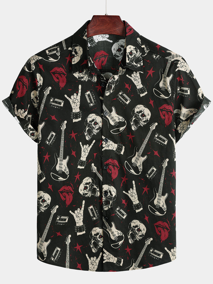 Hawaiian Skull & Guitar Rock Shirt