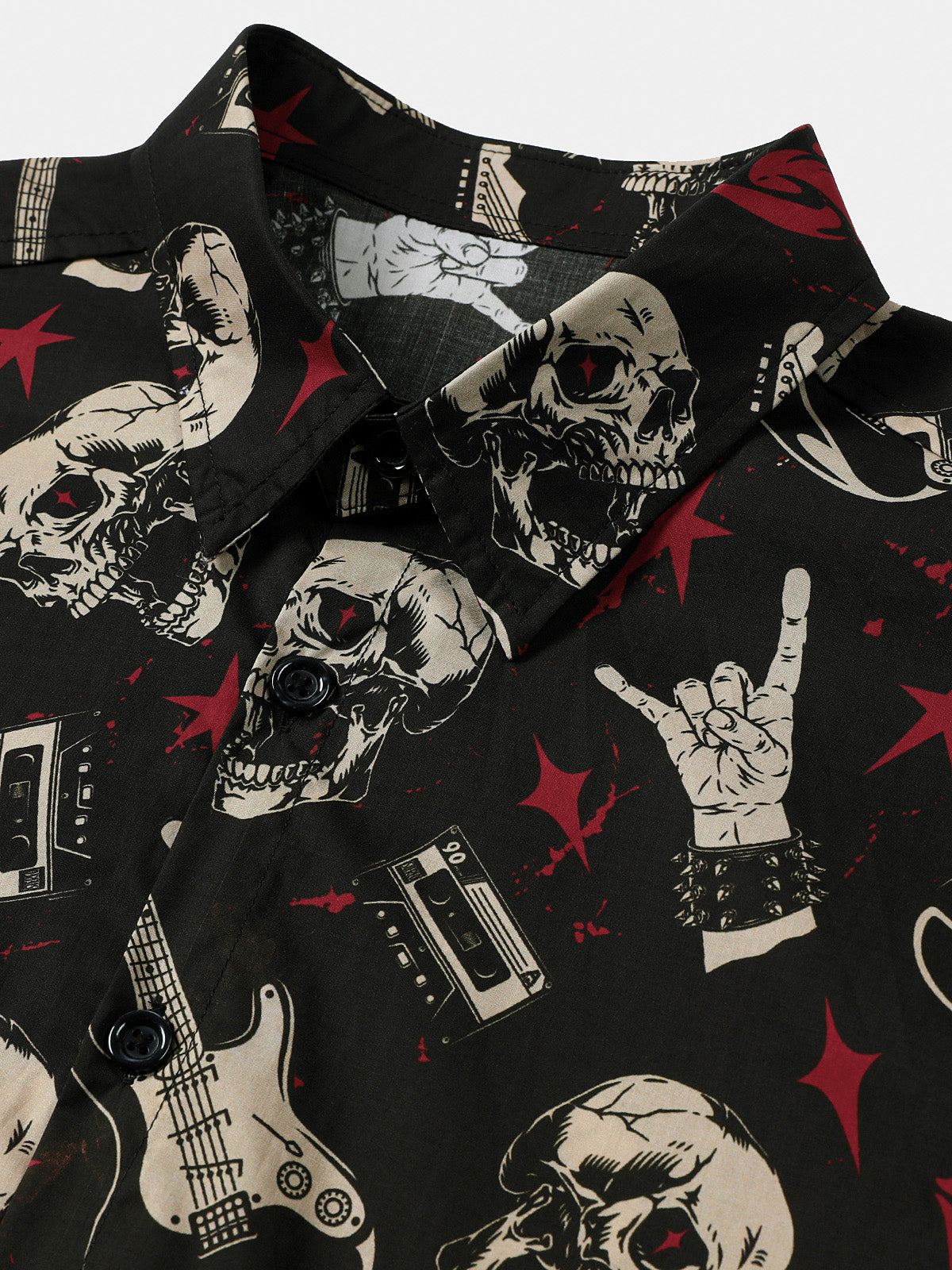 Hawaiian Skull & Guitar Rock Shirt