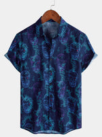 Blue Skull Punk Rock Hawaiian Short Sleeve Shirt