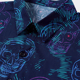 Blue Skull Punk Rock Hawaiian Short Sleeve Shirt