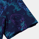 Blue Skull Punk Rock Hawaiian Short Sleeve Shirt