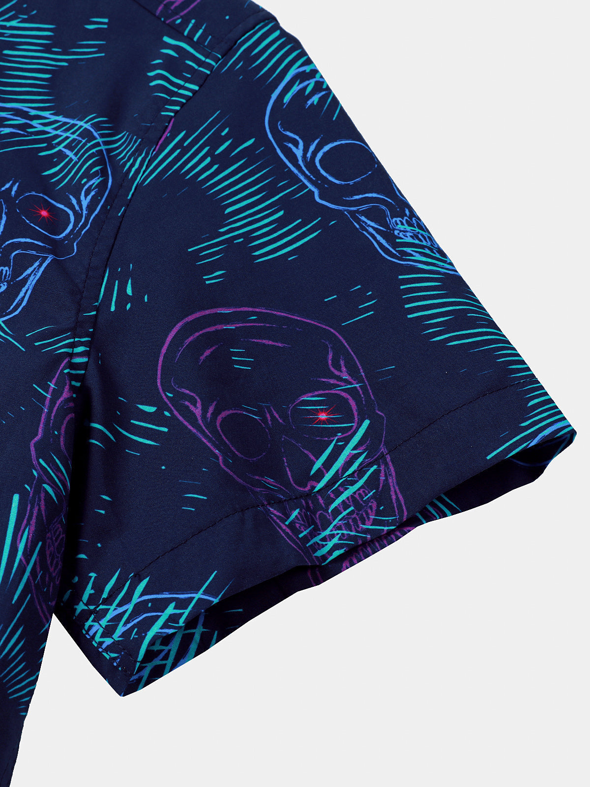 Blue Skull Punk Rock Hawaiian Short Sleeve Shirt