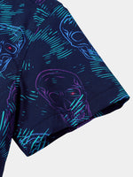 Blue Skull Punk Rock Hawaiian Short Sleeve Shirt