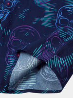 Blue Skull Punk Rock Hawaiian Short Sleeve Shirt