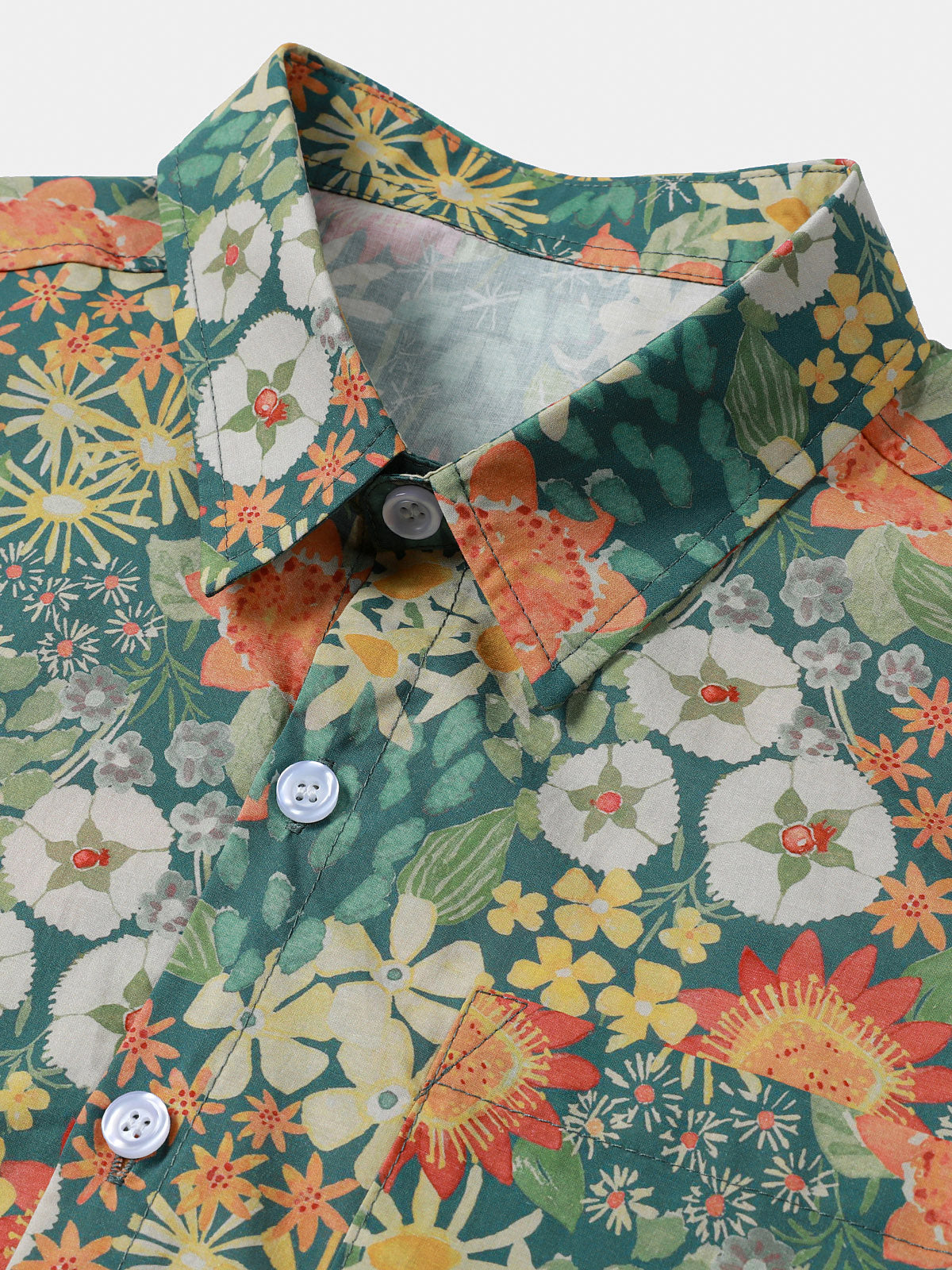 Tropical Summer Floral Short-Sleeve Shirt