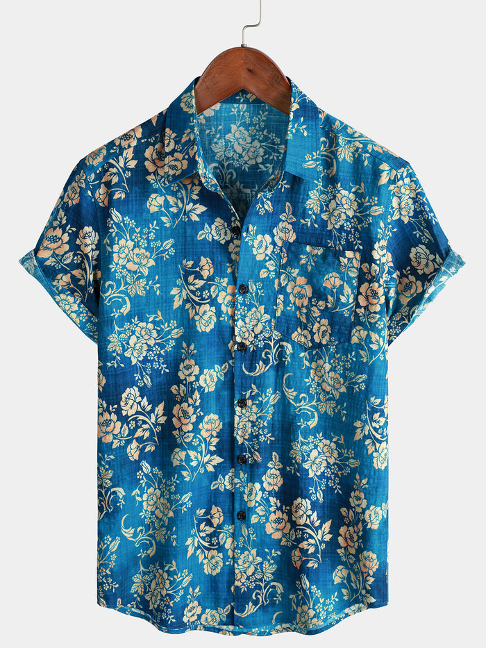 Floral Beach Vacation Short-Sleeve Shirt