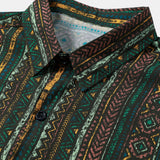Green Striped Vintage Short Sleeve Shirt