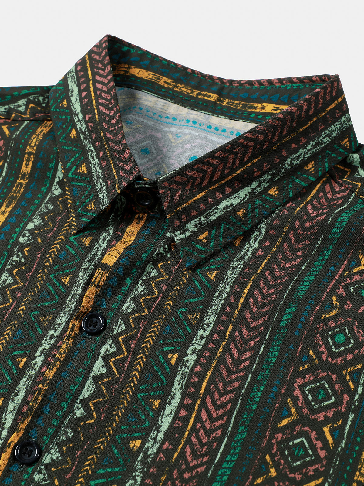 Green Striped Vintage Short Sleeve Shirt