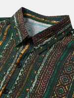 Green Striped Vintage Short Sleeve Shirt