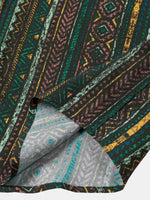 Green Striped Vintage Short Sleeve Shirt