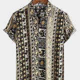 Vintage Tribal Beach Stripe Short Sleeve Shirt