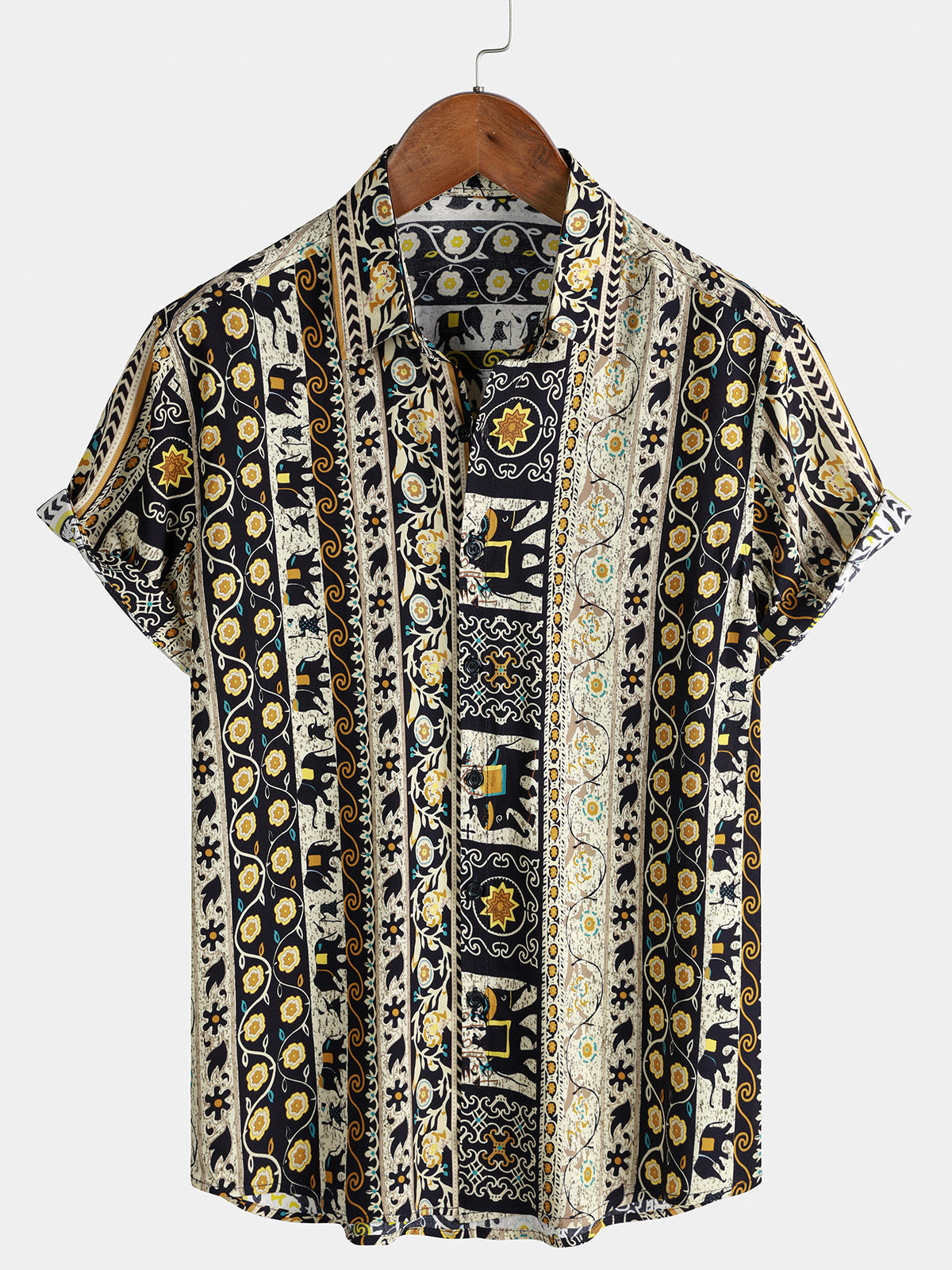 Vintage Tribal Beach Stripe Short Sleeve Shirt