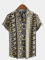 Vintage Tribal Beach Stripe Short Sleeve Shirt