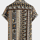 Vintage Tribal Beach Stripe Short Sleeve Shirt