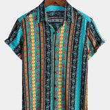 Vintage Paisley Stripe Short Sleeve Shirt