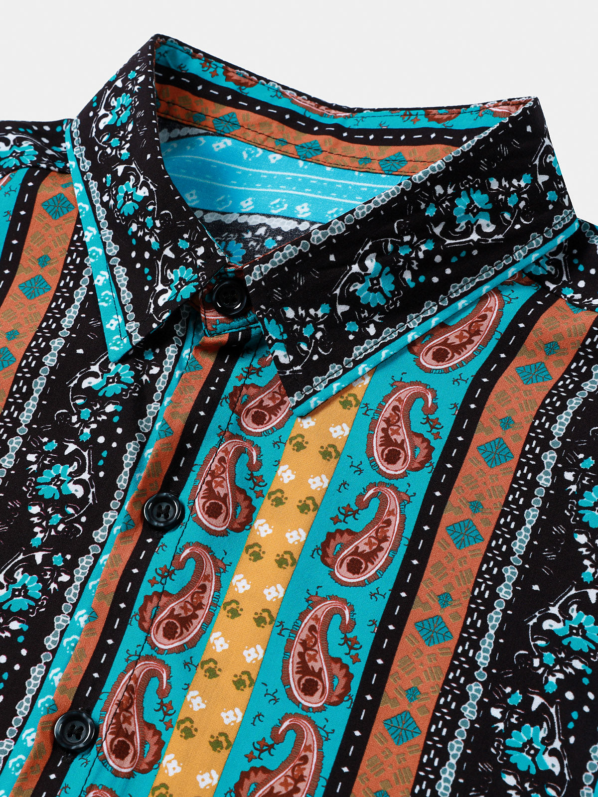 Vintage Paisley Stripe Short Sleeve Shirt
