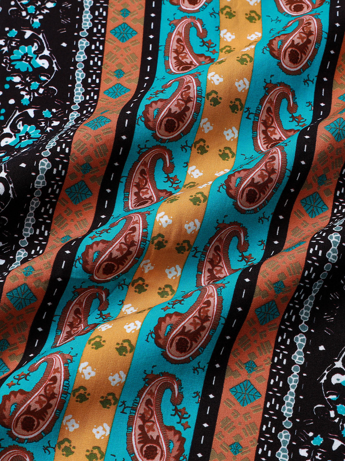 Vintage Paisley Stripe Short Sleeve Shirt