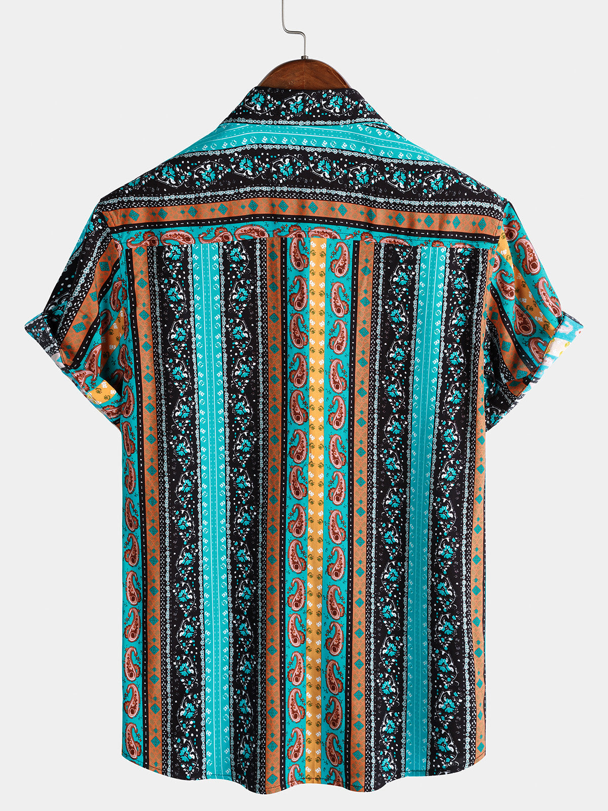 Vintage Paisley Stripe Short Sleeve Shirt