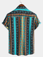 Vintage Paisley Stripe Short Sleeve Shirt