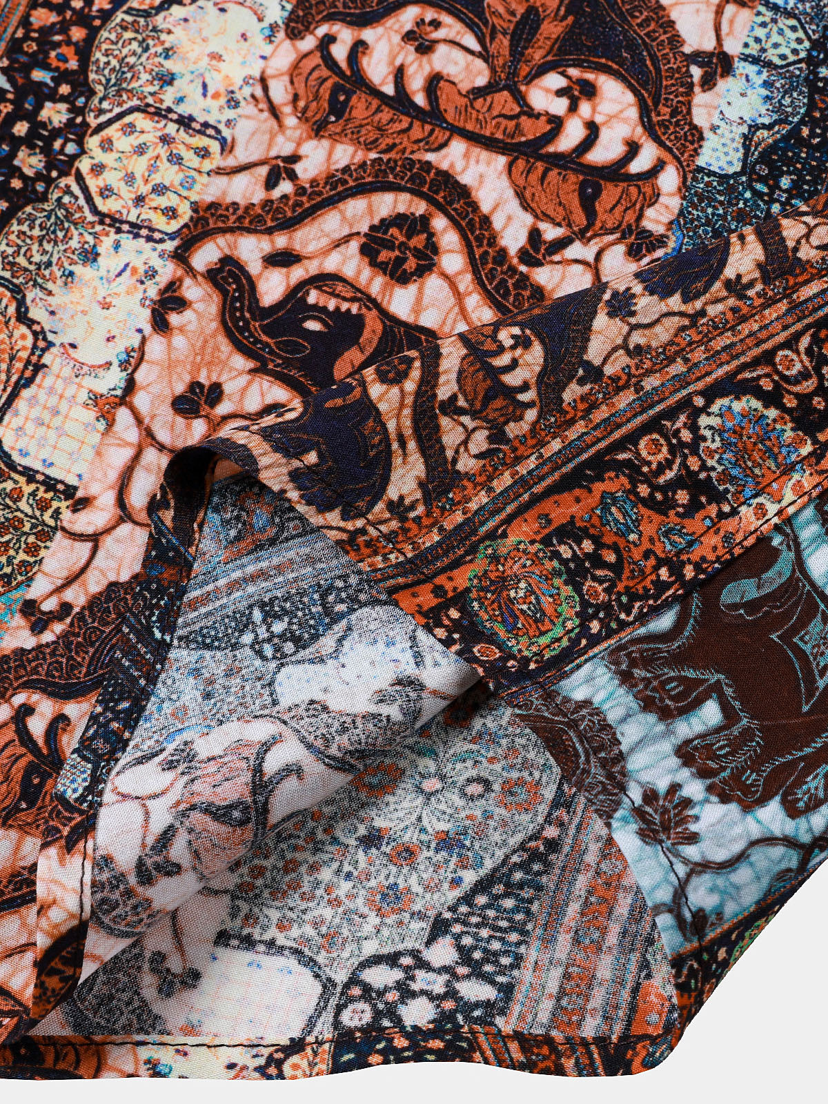 Elephant Bohemian Vintage Beach Short Sleeve Shirt