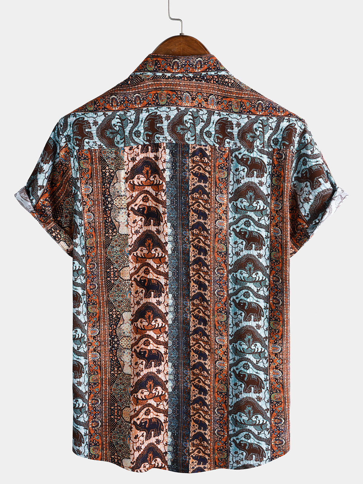 Elephant Bohemian Vintage Beach Short Sleeve Shirt