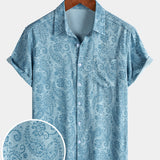 Blue Floral Paisley Shirt