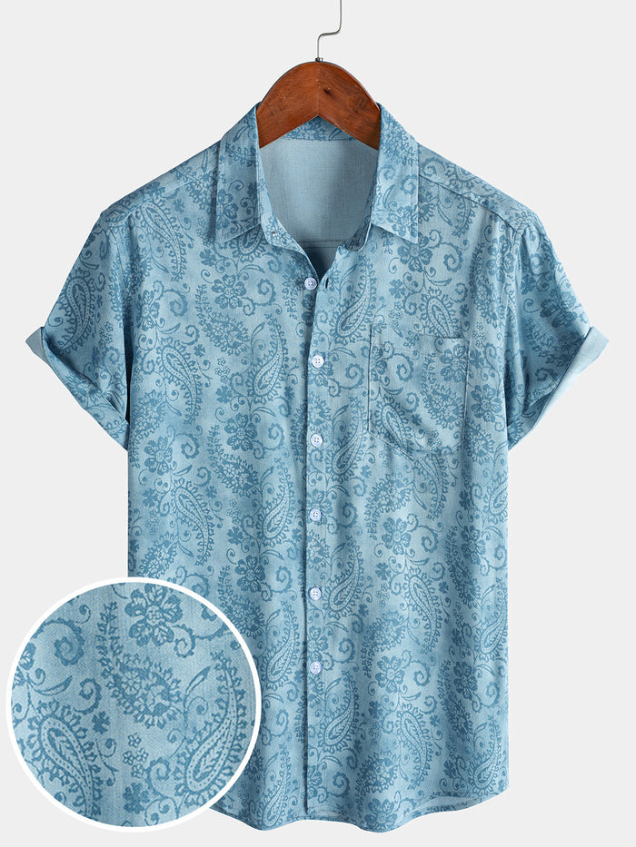 Blue Floral Paisley Shirt