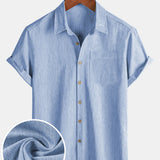 Comfort Sport Solid Blue Short Sleeve Shirt