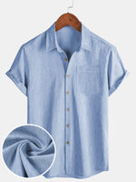 Comfort Sport Solid Blue Short Sleeve Shirt