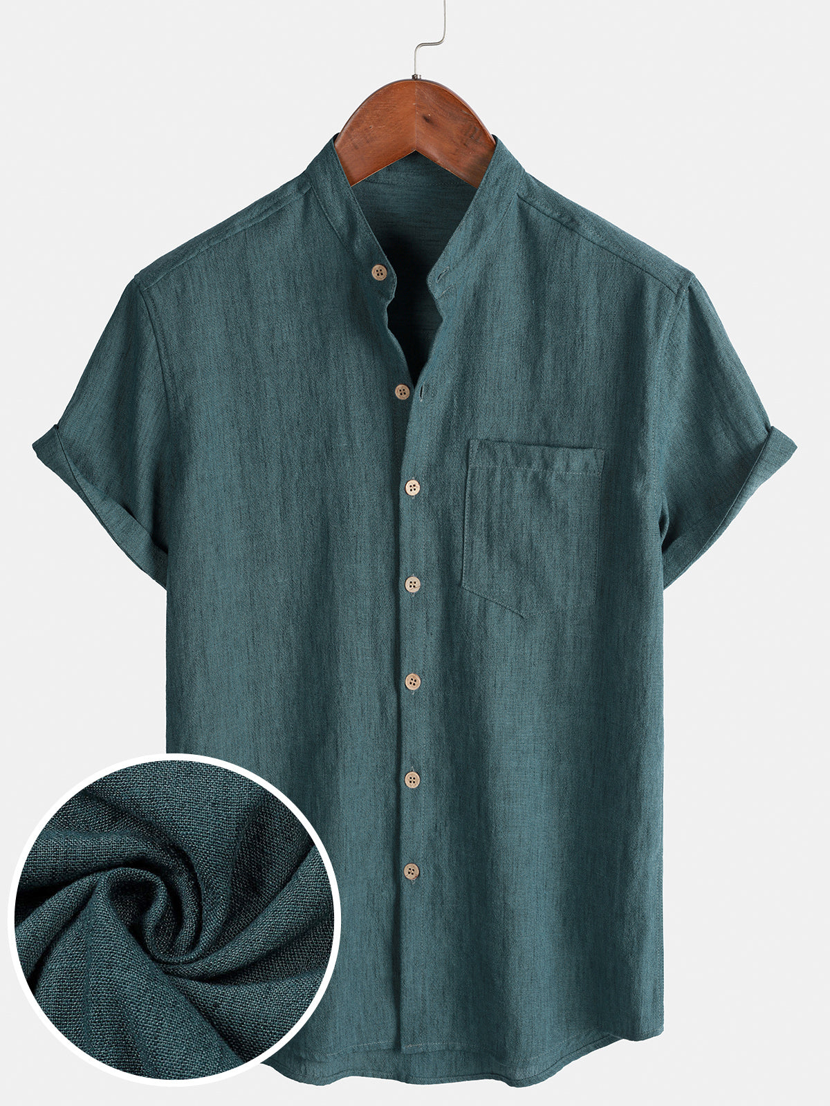 Solid Henley Summer Short Sleeve Shirt