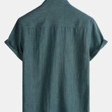 Solid Henley Summer Short Sleeve Shirt
