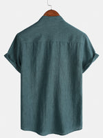 Solid Henley Summer Short Sleeve Shirt