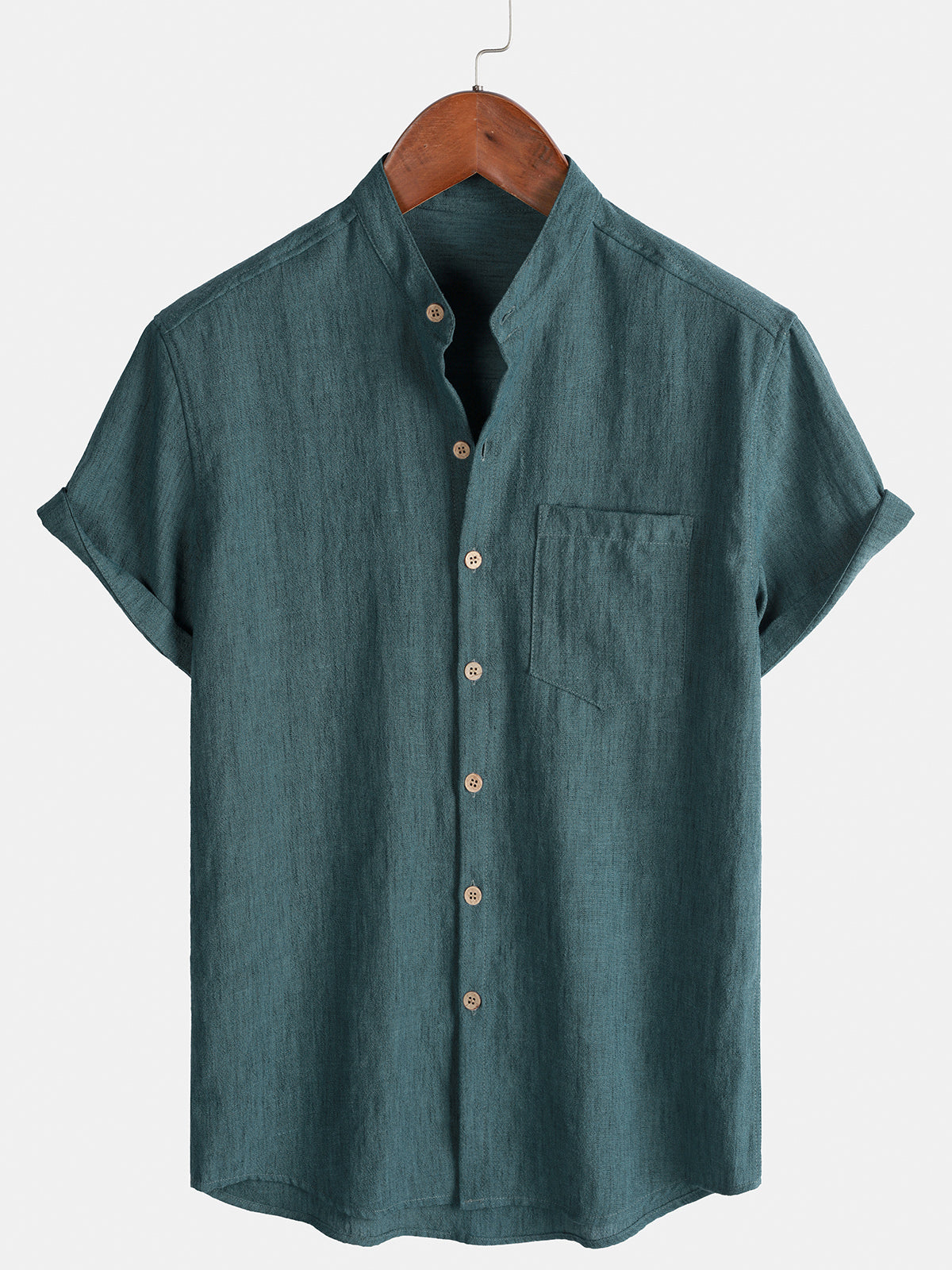 Solid Henley Summer Short Sleeve Shirt
