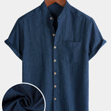 Solid Henley Summer Short Sleeve Shirt