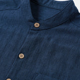 Solid Henley Summer Short Sleeve Shirt