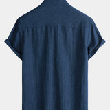 Solid Henley Summer Short Sleeve Shirt