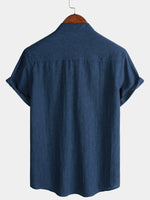 Solid Henley Summer Short Sleeve Shirt